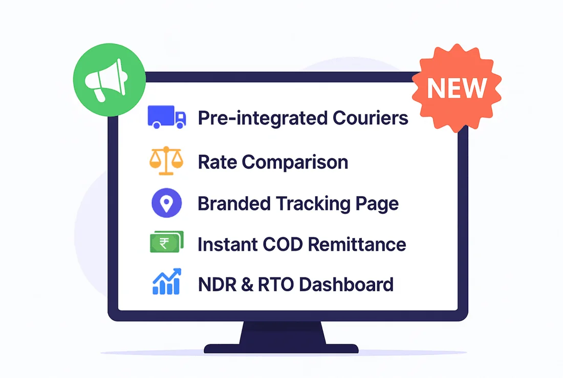 Illustration of new courier partners and value-added services appearing in a seller account with no rebuild
